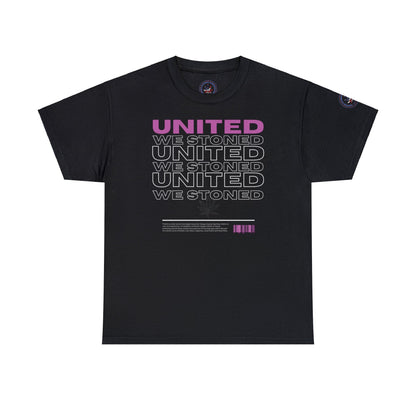 United We Stoned camiseta de algodón pesado unisex rosa