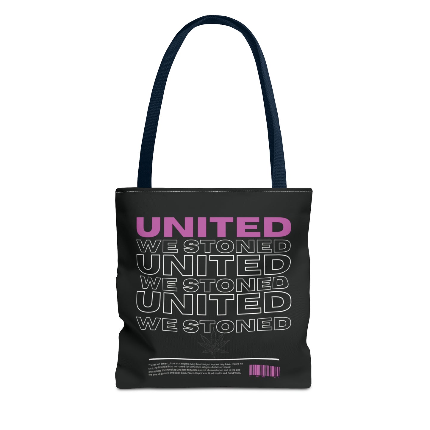 United We Stoned Bolsa de tela con texto rosa (AOP)