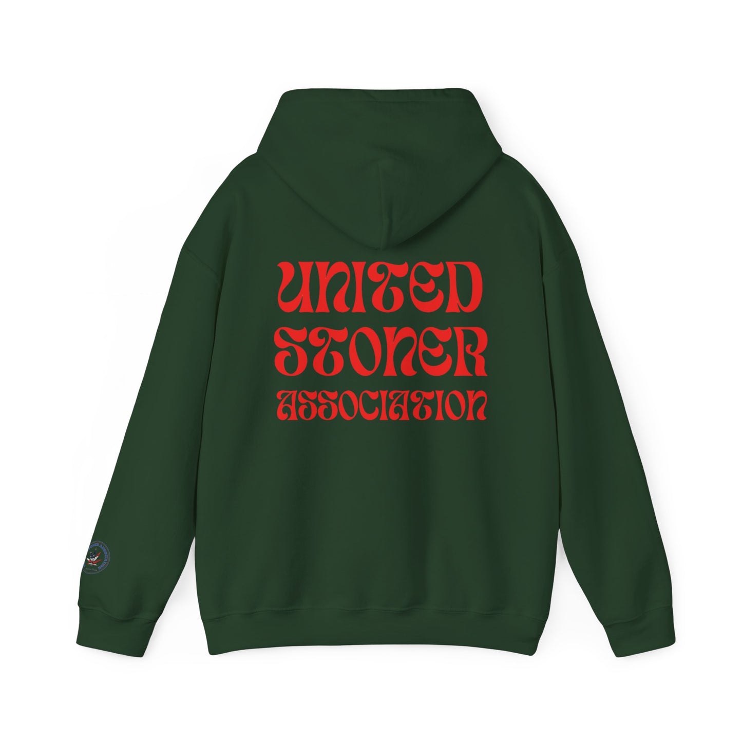 Sudadera con capucha unisex Heavy Blend™ con letra roja de EE. UU.