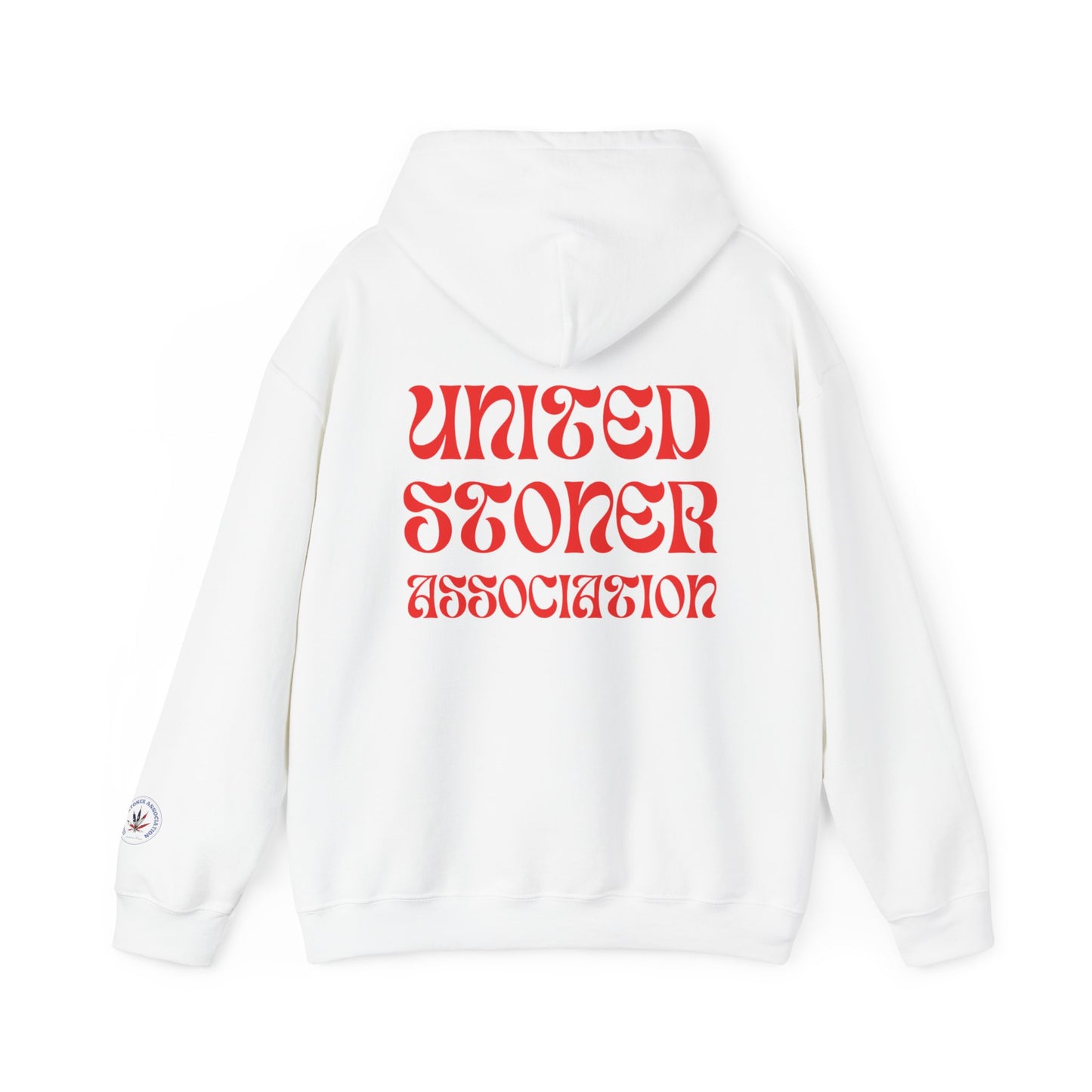 Sudadera con capucha unisex Heavy Blend™ con letra roja de EE. UU.