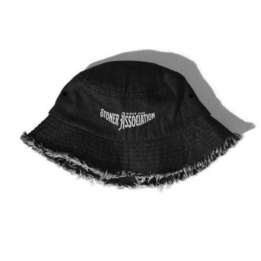 SA16' Distressed Denim Bucket Hat